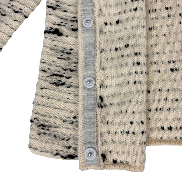 Piazza Sempione Women's Cream/Black Speckled Wool Blend Knit Cardigan in Size 10 - Picture 4 of 11